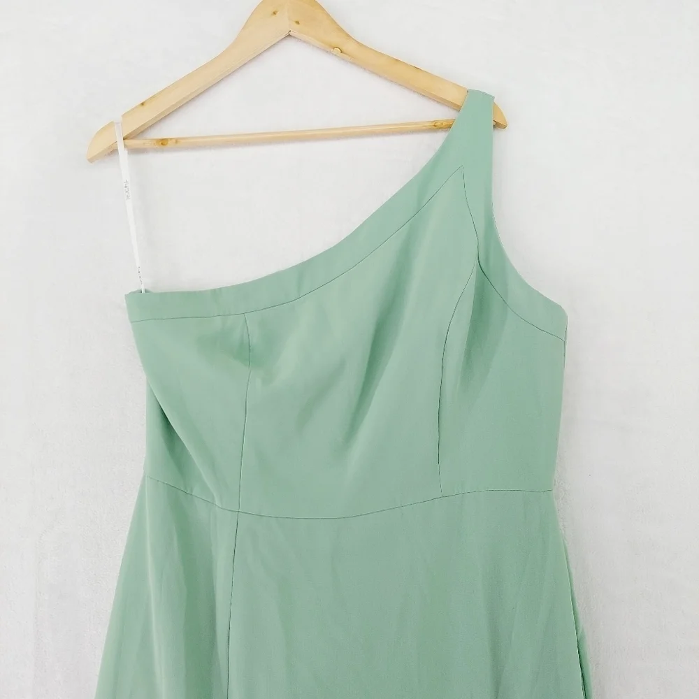 NEW Social Bridesmaids Seagrass One Shoulder Slit Formal Full Length Dress P2801